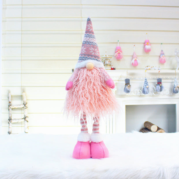 Christmas New Products Telescopic Pole Faceless Doll Window Christmas Decoration Supplies